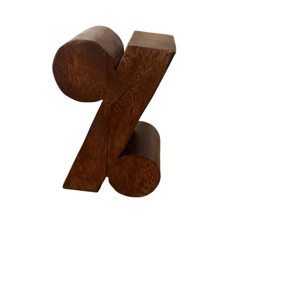 Handcrafted Solid Wood % Symbol Decorative Bookends - Picture 2 of 7